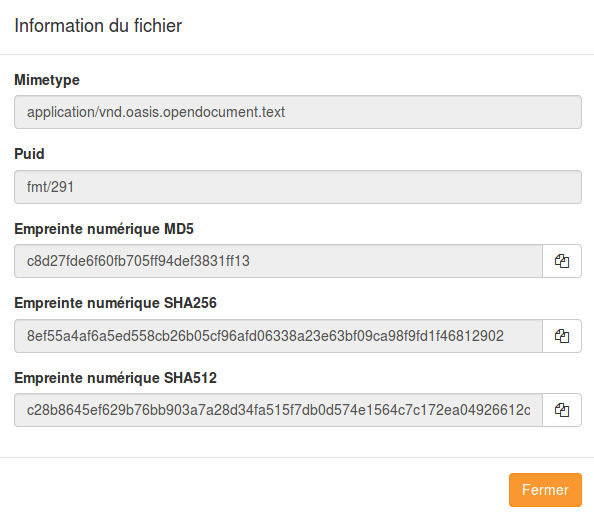 Informations de format de fichier